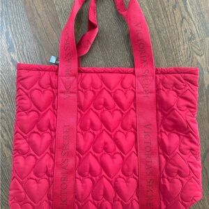 Victoria's Secret Red Heart Quilted Tote